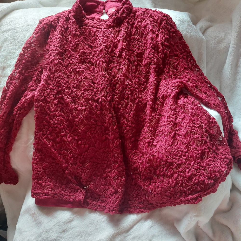 Elegant Red Lace Blouse